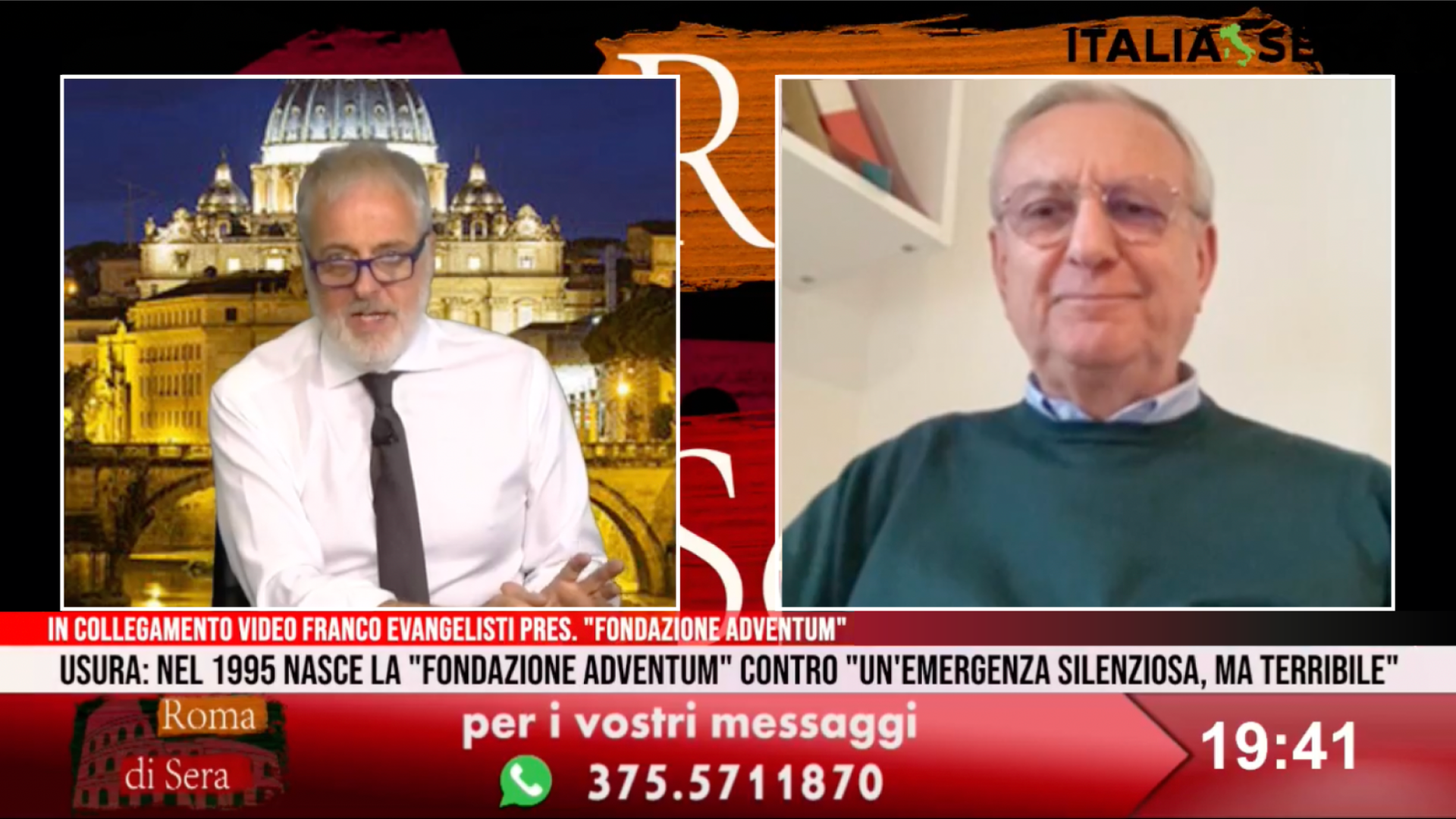 Intervento del presidente Franco Evangelisti al programma TV Roma di sera